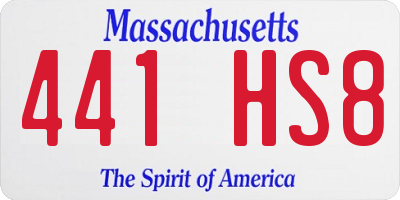 MA license plate 441HS8