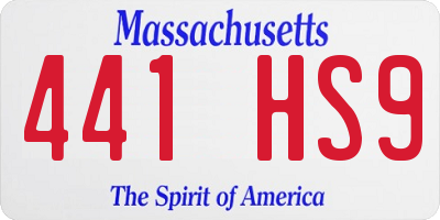 MA license plate 441HS9