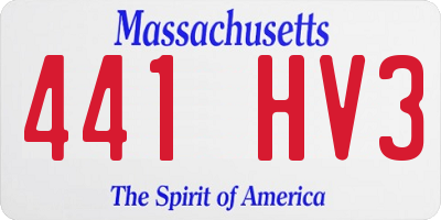 MA license plate 441HV3