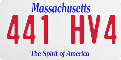 MA license plate 441HV4