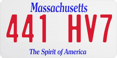MA license plate 441HV7