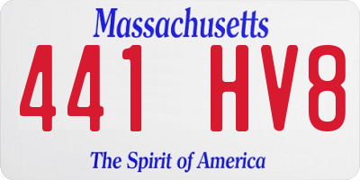 MA license plate 441HV8