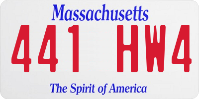 MA license plate 441HW4