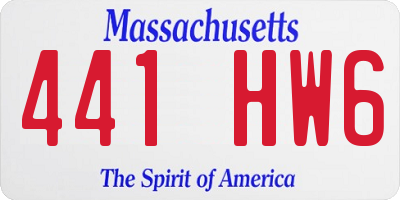 MA license plate 441HW6