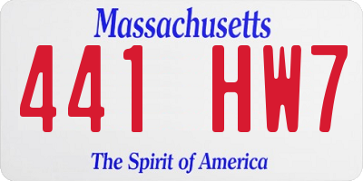 MA license plate 441HW7