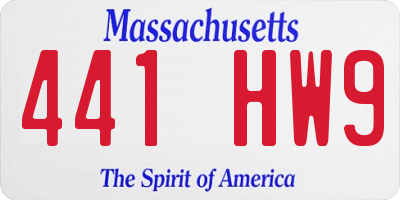MA license plate 441HW9