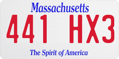 MA license plate 441HX3