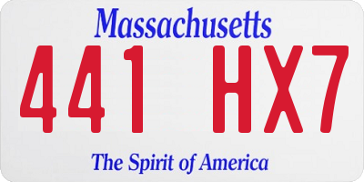 MA license plate 441HX7