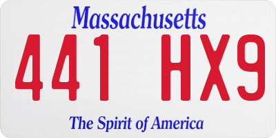 MA license plate 441HX9