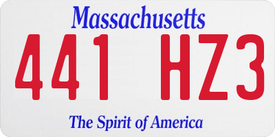 MA license plate 441HZ3