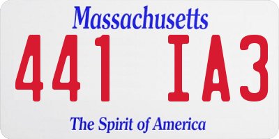 MA license plate 441IA3