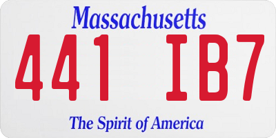 MA license plate 441IB7