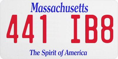 MA license plate 441IB8