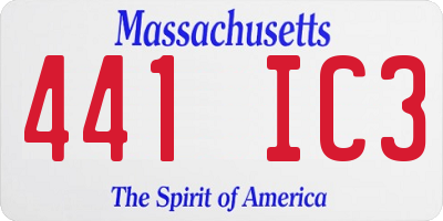 MA license plate 441IC3