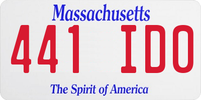 MA license plate 441ID0