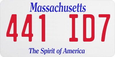 MA license plate 441ID7