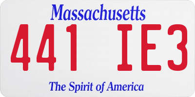 MA license plate 441IE3