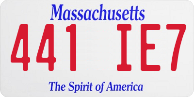 MA license plate 441IE7