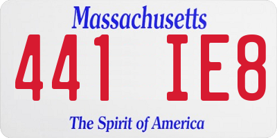 MA license plate 441IE8