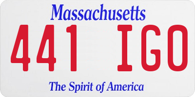 MA license plate 441IG0