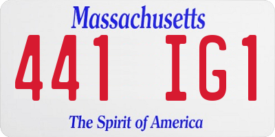 MA license plate 441IG1