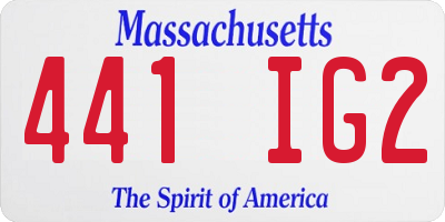 MA license plate 441IG2