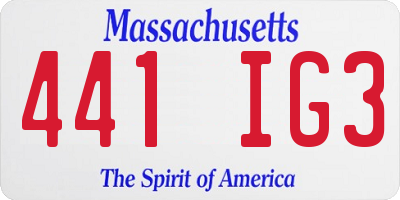 MA license plate 441IG3