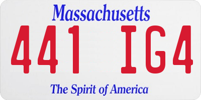 MA license plate 441IG4