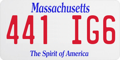 MA license plate 441IG6