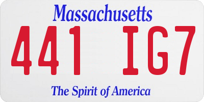MA license plate 441IG7