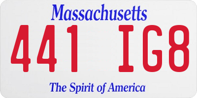 MA license plate 441IG8