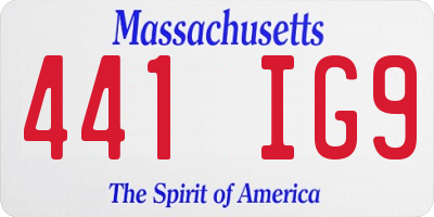 MA license plate 441IG9