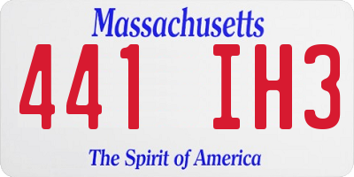 MA license plate 441IH3