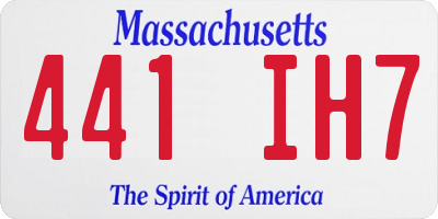MA license plate 441IH7