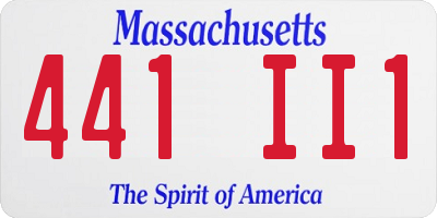 MA license plate 441II1