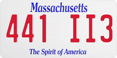 MA license plate 441II3