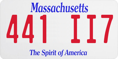 MA license plate 441II7