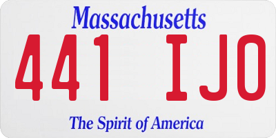 MA license plate 441IJ0