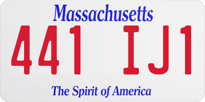 MA license plate 441IJ1