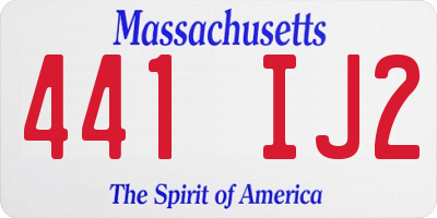 MA license plate 441IJ2