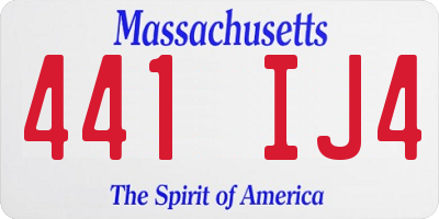 MA license plate 441IJ4