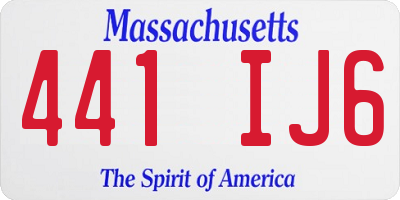 MA license plate 441IJ6