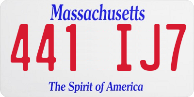 MA license plate 441IJ7