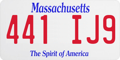 MA license plate 441IJ9