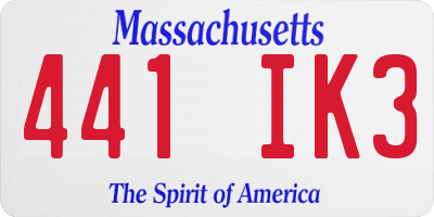 MA license plate 441IK3