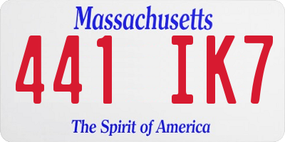 MA license plate 441IK7
