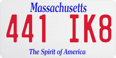 MA license plate 441IK8
