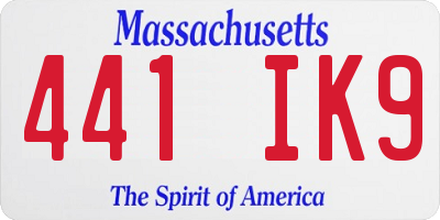 MA license plate 441IK9