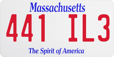 MA license plate 441IL3