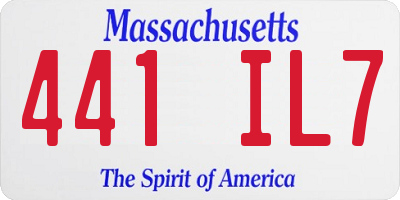 MA license plate 441IL7